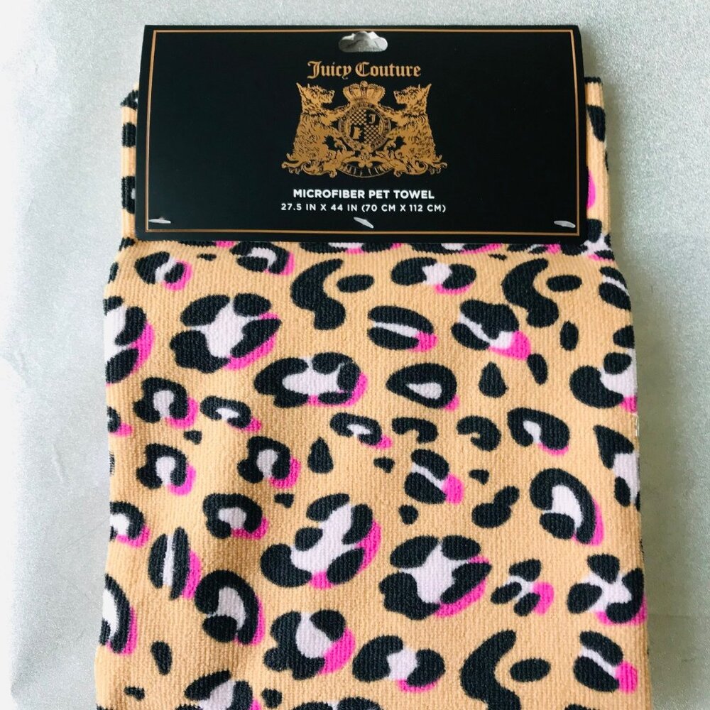 Juicy Couture Natural Leopard microfiber pet dogs cats towel (27.5 x 44 in)